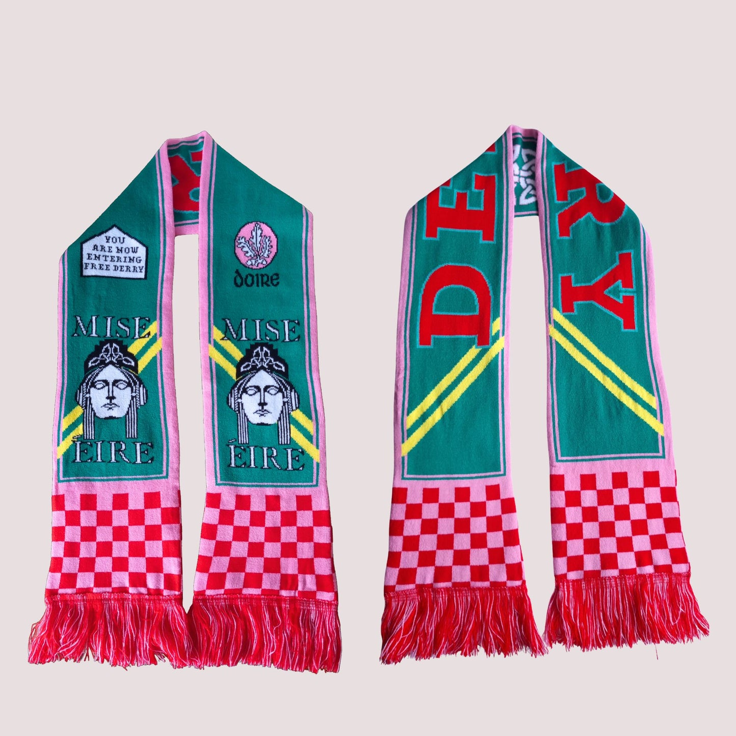 Pink & Red Derry Mise Éire Scarf