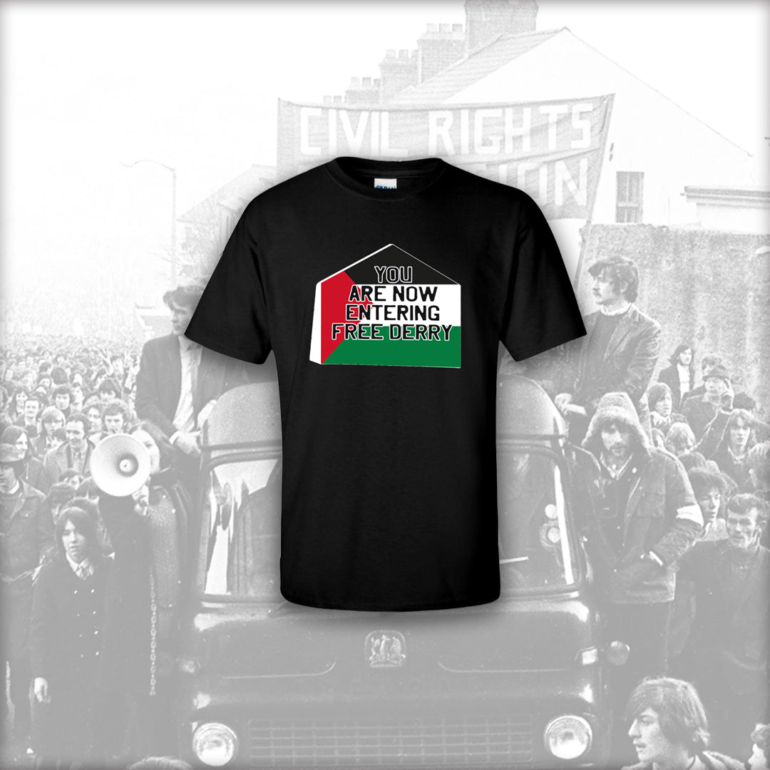 T-shirt Palestine Free Derry Wall