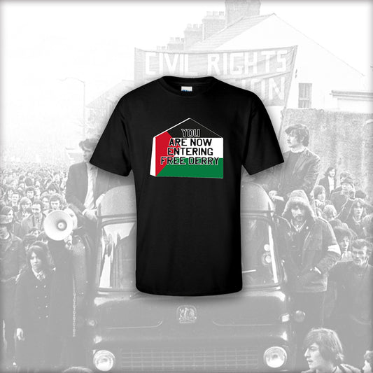 T-shirt Palestine Free Derry Wall